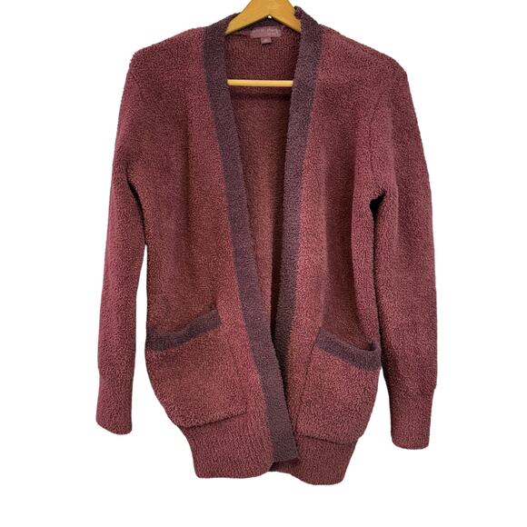 Barefoot Dreams Cozychic Canyon Cardigan Sweater Size XS Purple Wine Pockets - Picture 1 of 5